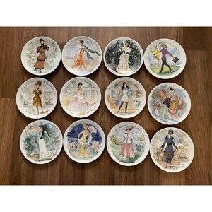 HENRI D'ARCEAU Limoges LES FEMMES DU SIECLE 8 1/4" Fashion Plates - Set of 12